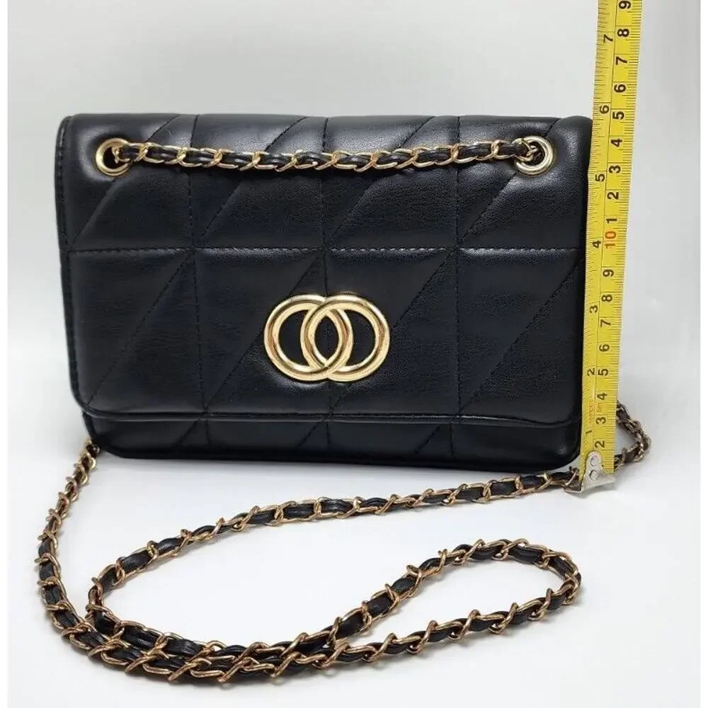 BAM FOREVER Leather Clutch Purse Black Magnetic Snap Quilted Leather Purse Small